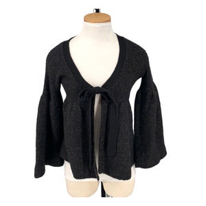 Victorias Secret Baby Doll Sweater Cardigan Bow Mettalic Boucle Knit Small